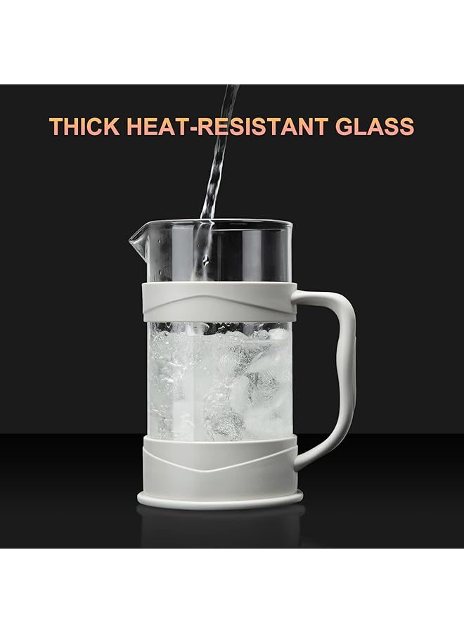 إيروريكس ماكينة تحضير القهوة والشاي الفرنسية الصغيرة للتخييم مع فلتر من الفولاذ المقاوم للصدأ 304 وزجاج مقاوم للحرارة وماكينة تحضير القهوة الباردة 12 أونصة للسفر والمنزل هدية بيضاء Mc4226 - Image 5