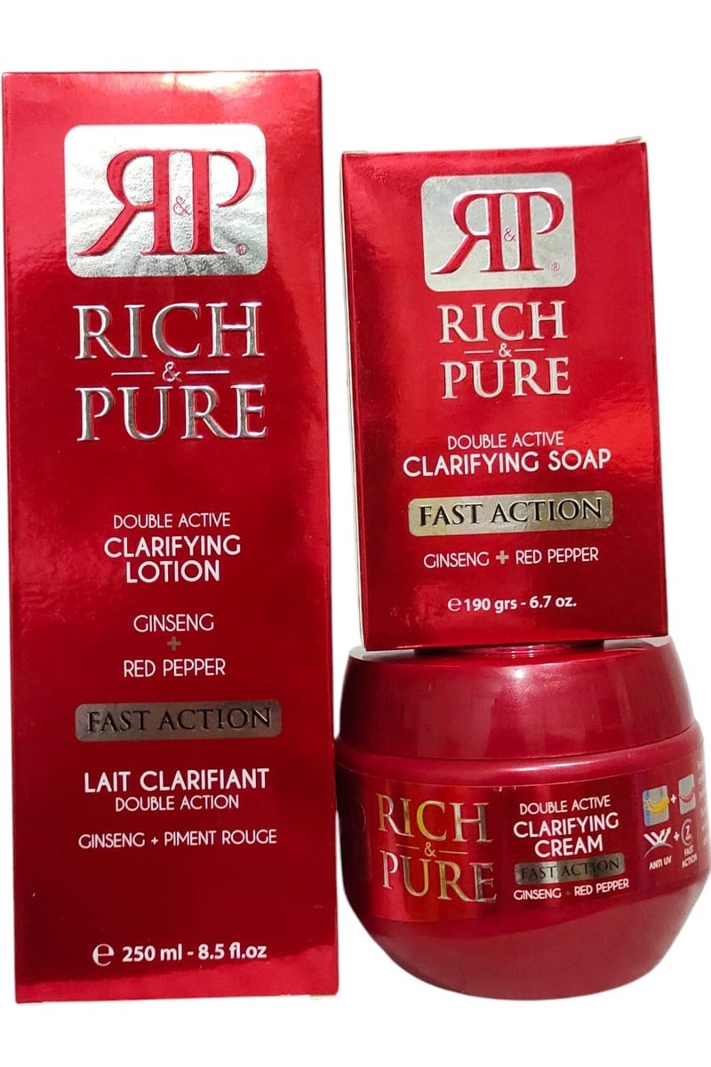 Rich & Pure Set Of Lotion And Soap And Cream Doubl Active Clarifying With Ginseng And Red Pepper