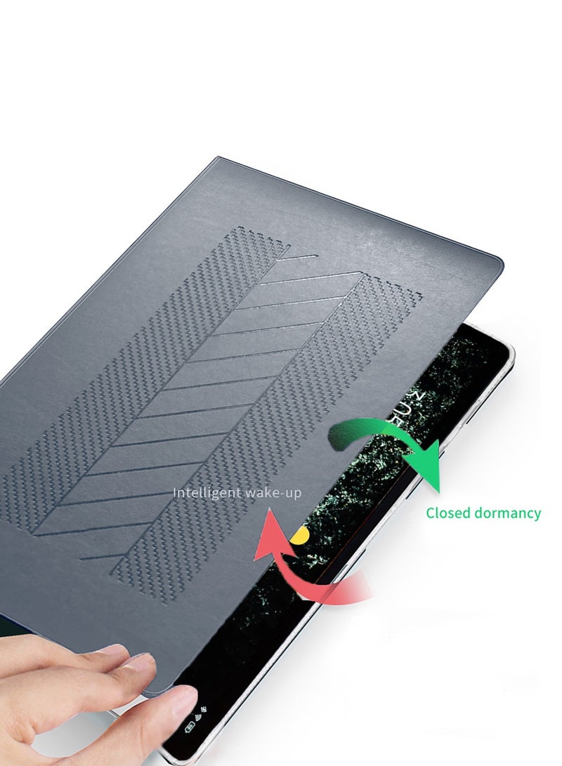 BYTER Huawei MatePad 11.5 S 2025 11.5 Inch / Honor Pad V9 2024 Classic PU Leather Trifold Stand Flip Case Cover - Grey - Image 4