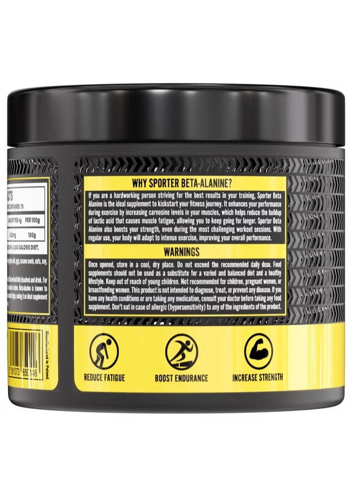 SPORTER Beta-Alanine Powder, Unflavored, 300g – Pure Amino Acid for Endurance, Recovery & Workout Performance - Image 3