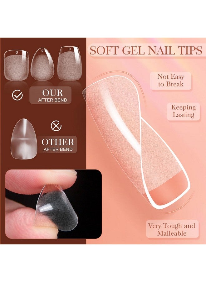 krofaue 3 Styles Short Nail Tips Kit 720Pcs Gel X Nail Tips Half Matte Coffin Nails Almond Nails Square Fake Nails Full Cover Press On Nails Extension For Soft Gel Nail Tips Set Art Diy Home Gifts - Image 5