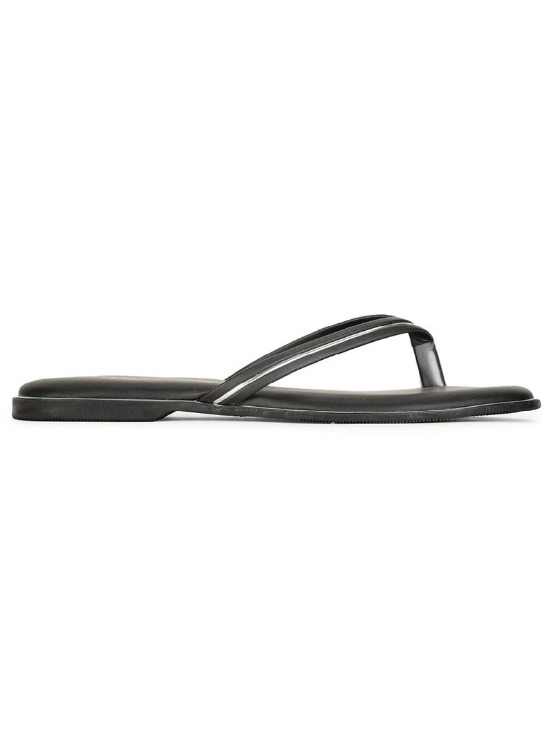 Bata Yoko Flat Thong Women's Black Flat Slippers - 6 UK (5716471) - Image 2