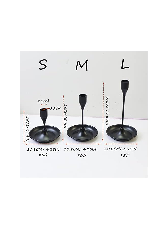 The Bros Matte Black Candle Holders Set of 3 for Taper Candles, Decorative Candlestick Holder for Wedding, Dinning, Party. - Image 3