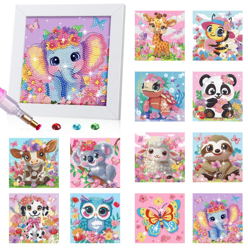 Trandraft 13 Pcs Interchangeable Seasonal Diamond Painting Kits For Adults Monthly 5D Diamond Art Calendar Kits With Frame For Christmas Thanksgiving Winter Holiday Decor Gift(Animal) - Image 1