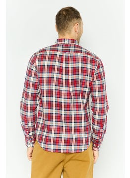 GANT Men Regular Fit Checked Long Sleeves Casual Shirt, Red  - Image 3