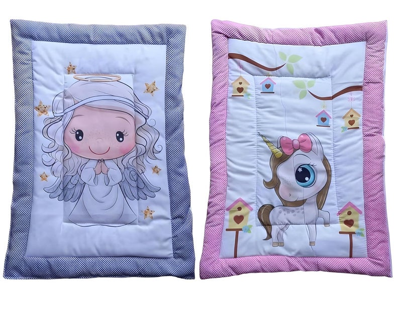 ONDOLL Combo Newborn Baby Pom Pom Cotton Baby Bed Godari Cradle Bed Crib Sheet Changing Mat Baby Godadi Bedding Set Mattress Pack of 2 Piece_20 30 Inch_V_i_668714_Babygirl Unicorn