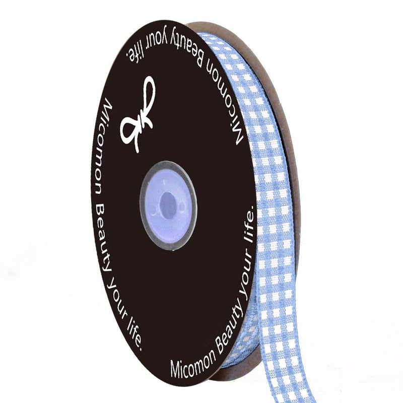 Micomon Light Blue Gingham Plaid Checked Ribbon 25 Yard Each Roll 100 Polyester 38 LtBlue