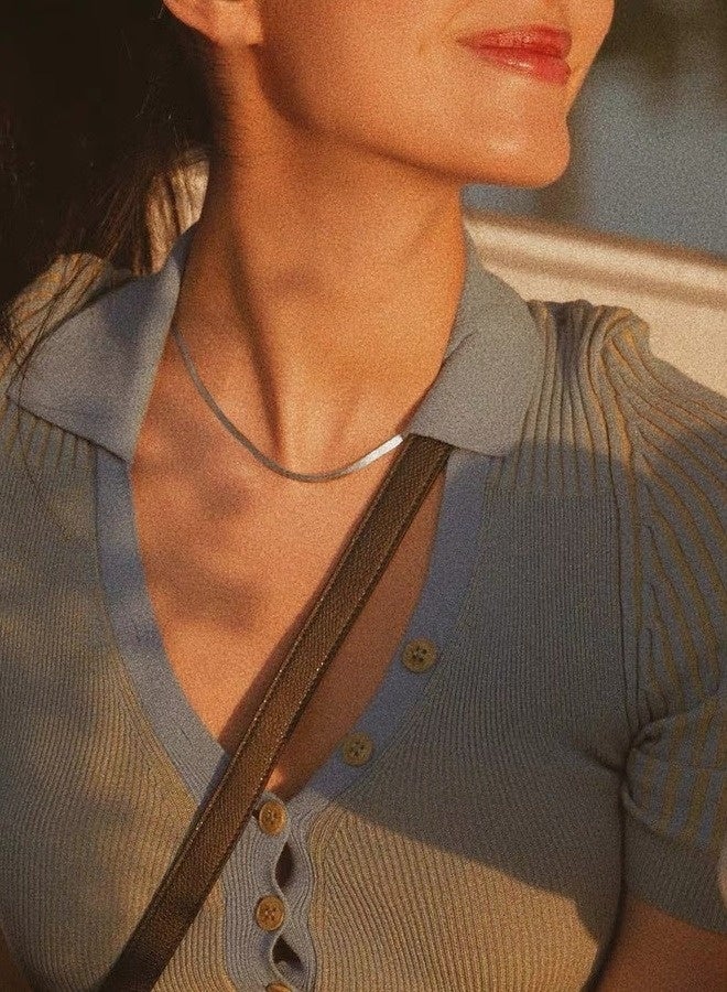 PORSTOO 925 Silver Plated 4mm Flat Snake Bone Necklace For Men And Women, Rust Free, Especially Suitable As A Gift For Giving Stainless Steel Accessories (Silver, 60cm/24in) - Image 2