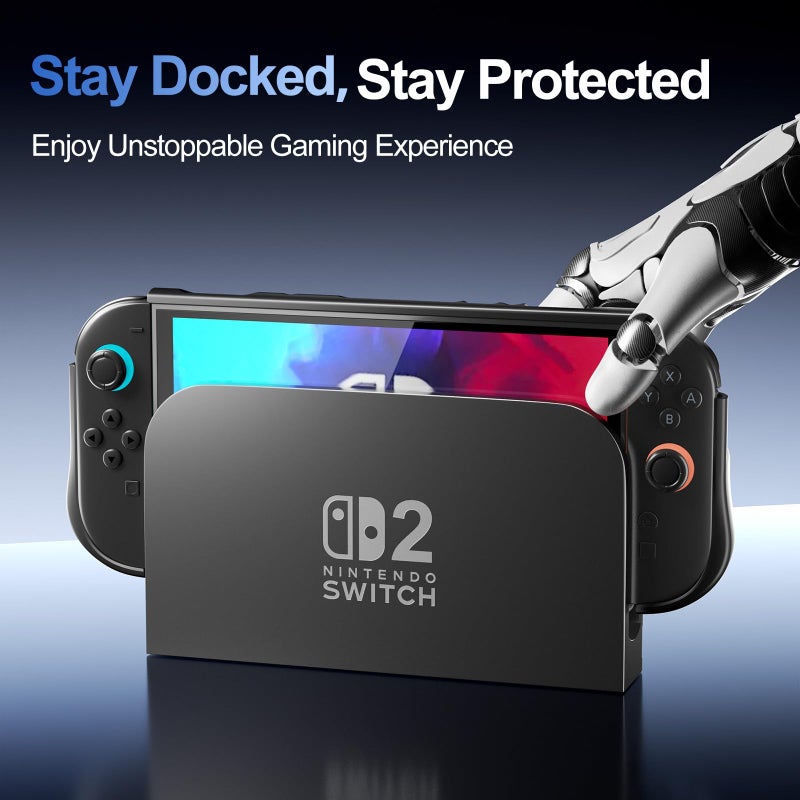 ProCase Dockable Grip Case for Switch 2, Screen Protective PC Front Cover with Foldable Handheld Controller Design, Slim Shockproof Hard Shell Fit for 2025 Switch 2 & Kickstand -Black - Image 2