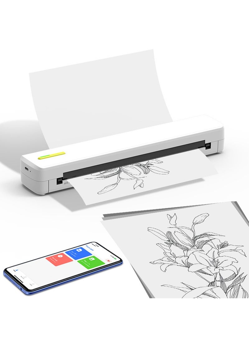 A4 Portable Bluetooth Thermal Printer with APP Control - Fast Inkless Printing for Mobile & Computer, Supports Word/TXT/PDF Files, Android/iOS Compatibility