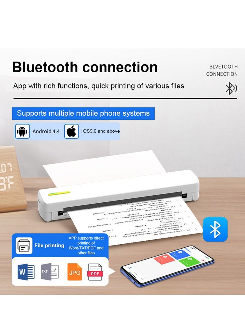 A4 Portable Bluetooth Thermal Printer with APP Control - Fast Inkless Printing for Mobile & Computer, Supports Word/TXT/PDF Files, Android/iOS Compatibility