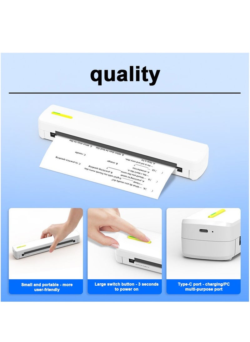 A4 Portable Bluetooth Thermal Printer with APP Control - Fast Inkless Printing for Mobile & Computer, Supports Word/TXT/PDF Files, Android/iOS Compatibility