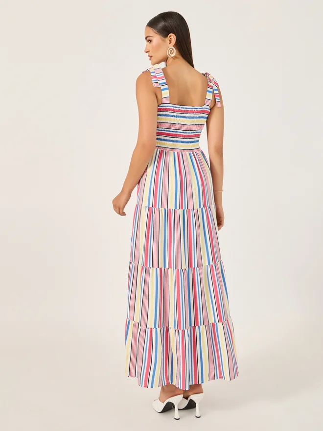 Styli Striped Smocked Maxi Dress