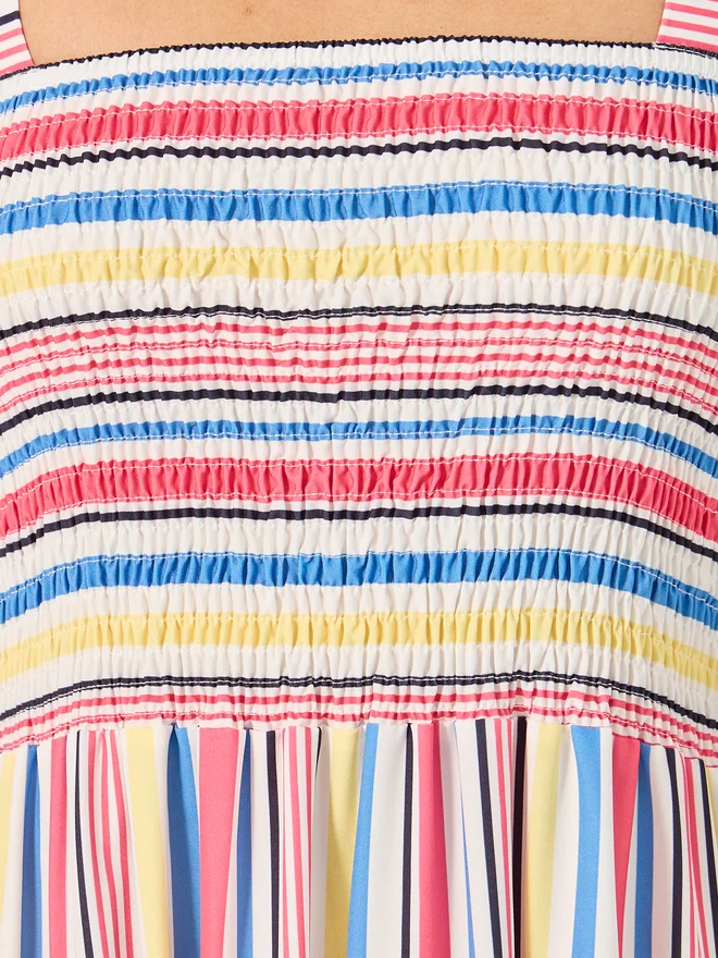 Styli Striped Smocked Maxi Dress