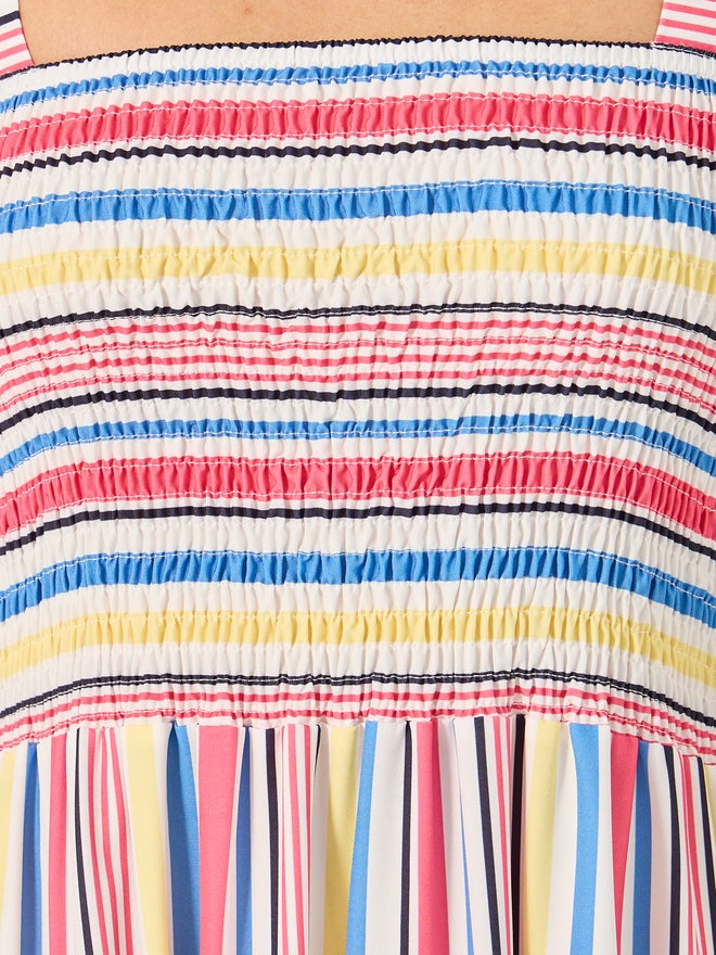 Styli Striped Smocked Maxi Dress  - Image 5
