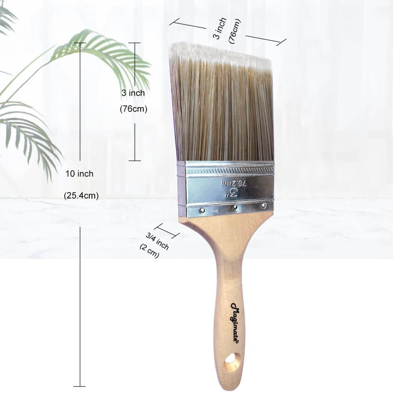 Magimate 3-Inch (76mm) Double Thick Chip Paint Brush â€“ Versatile Stain Brush Wood Handle for Furniture, Walls, Fences, and Murals â€“ Smooth Gesso, Plaster, Polyurethane, and Varnish Wide Paintbrush - Image 2