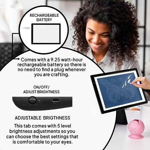 iVyne Rechargeable A4 Light Pad for Tracing & Weeding - LED Light Board for Weeding Vinyl - for Cricut Vinyl Weeding Tools - Ultra-Thin & Portable - Perfect for Artists & Crafters - Black - Image 5