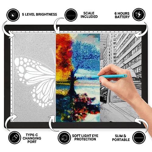 iVyne Rechargeable A4 Light Pad for Tracing & Weeding - LED Light Board for Weeding Vinyl - for Cricut Vinyl Weeding Tools - Ultra-Thin & Portable - Perfect for Artists & Crafters - Black - Image 3