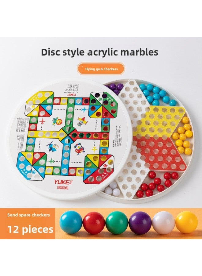 Checkers For Adults And Children Puzzle Ball Beads For Primary School Students Large Glass Ball Flying Chess Marbles Checkers All-in-one