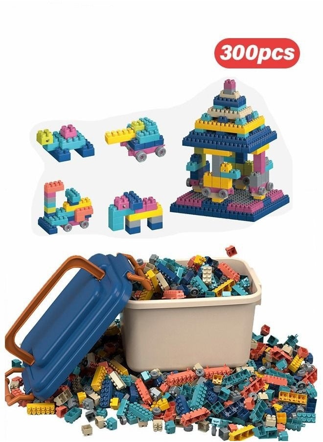 300PCS Building Blocks Set with 1 Storage Box, Toy Gift Set,STEM Toys Educational Toys Sets Solid Plastic Sensory Toys for Preschool Kids Boys and Girls  - Image 1