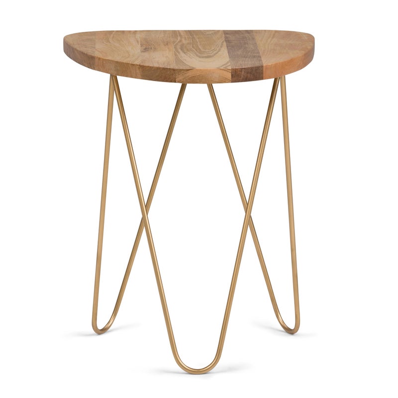 Simpli Home SIMPLIHOME Patrice Metal Table - 18 inch Wide Solid Wood and Metal Round Side Table in Natural and Gold, Mid-Century Modern Accent Table for Living Room or Bedroom with Hairpin Legs - Image 1