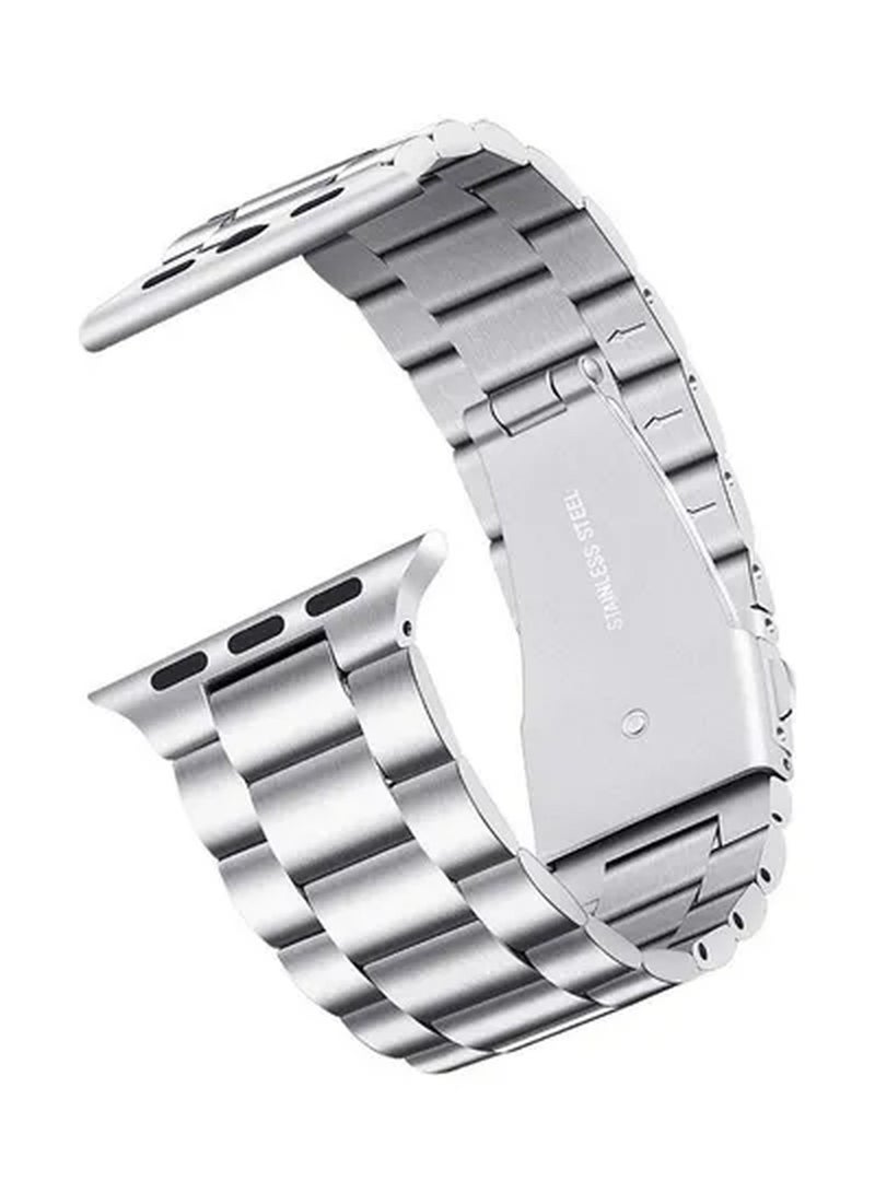 Rabos Solid Series Stainless Steel Metal Smartwatch Strap For Apple Watch Series 1/2/3/4/5 Silver - Image 1