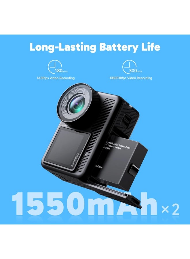 AKASO Brave 8 Lite 4K60FPS Action Camera, 48MP Photo Touch Screen Waterproof Super Wide Angle 16x Slo-mo SuperSmooth Stabilization Underwater Camera with Remote Control Helmet Accessories - Image 3