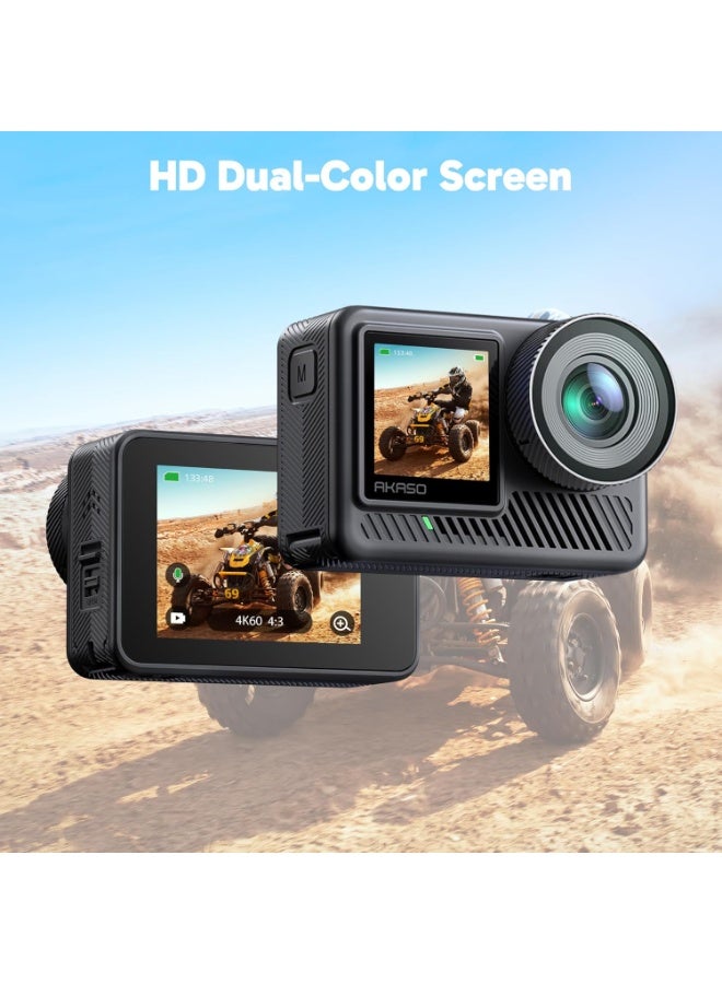 AKASO Brave 8 Lite 4K60FPS Action Camera, 48MP Photo Touch Screen Waterproof Super Wide Angle 16x Slo-mo SuperSmooth Stabilization Underwater Camera with Remote Control Helmet Accessories - Image 2