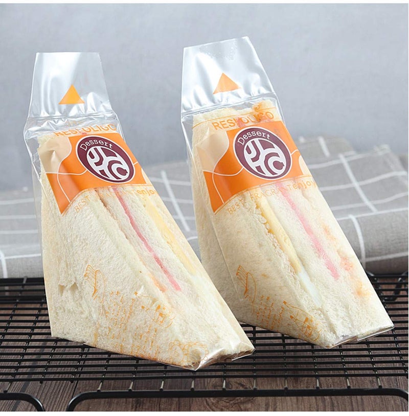 BBJ WRAPS Plastic Sandwich Bags Triangle Bakery Packaging Easy to Tear-200 Counts - Image 4