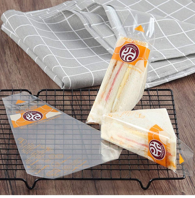 BBJ WRAPS Plastic Sandwich Bags Triangle Bakery Packaging Easy to Tear-200 Counts - Image 2