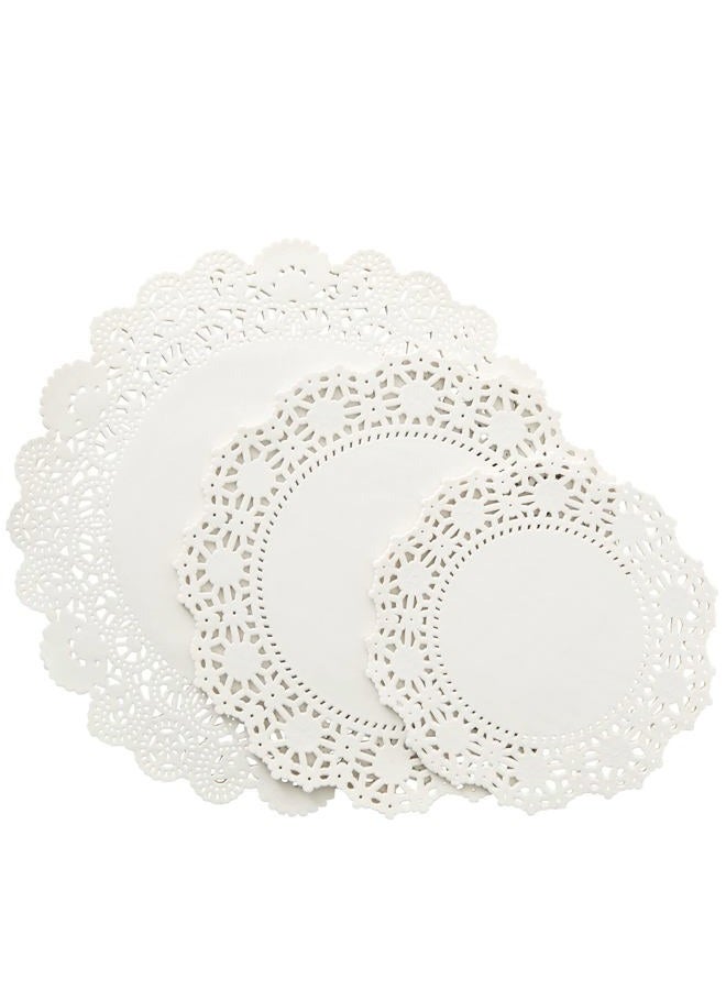 Juvale Lace Doilies Paper - 150-Piece Round Decorative Paper Placemats Bulk for Cake, Desert, Wedding, Tableware Decoration - 3 Assorted Sizes, 50 Pieces of Each Size, 6.5-Inch, 8.5-Inch, 10.5-Inch, White - Image 1