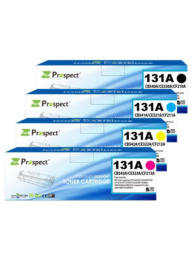 Prospect Toner Cartridge 131A 128A 125A  Full Set 131A CB540A CB541A CB542A CB543A / 128A CE320A CE321A CE322A CE323A / 125A CF210A CF211A CF212A CF213A Compatible with HP Color LaserJet CP1210 CP1215 CP1510 CP1515 CP1518 CP1525n  CP1525nw CM1415fnw CM1312 LaserJet Pro 200 color M251nw M276 (Black Cyan Yellow Magenta 4-Pack) - Image 4