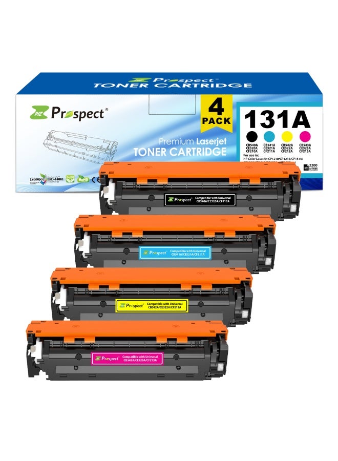 Prospect Toner Cartridge 131A 128A 125A  Full Set 131A CB540A CB541A CB542A CB543A / 128A CE320A CE321A CE322A CE323A / 125A CF210A CF211A CF212A CF213A Compatible with HP Color LaserJet CP1210 CP1215 CP1510 CP1515 CP1518 CP1525n  CP1525nw CM1415fnw CM1312 LaserJet Pro 200 color M251nw M276 (Black Cyan Yellow Magenta 4-Pack) - Image 3