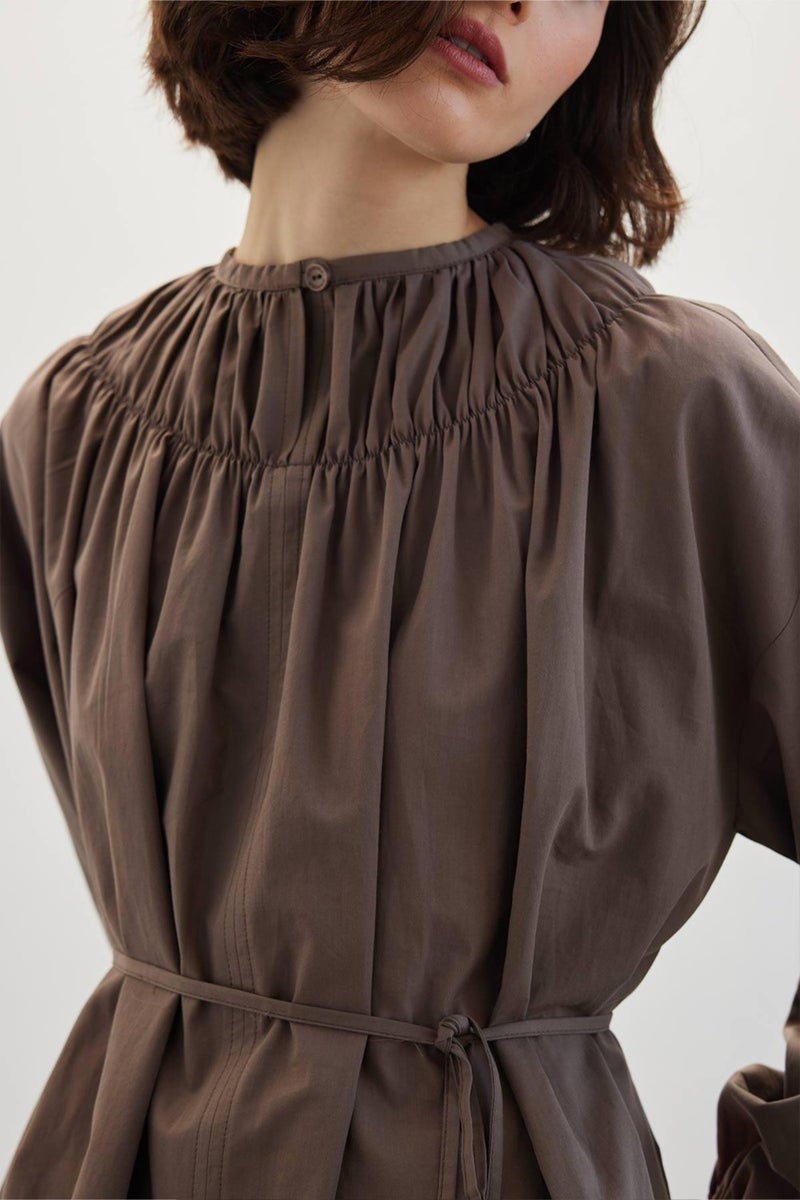 Manuka Collar Gathered Tunic Brown  - Image 4