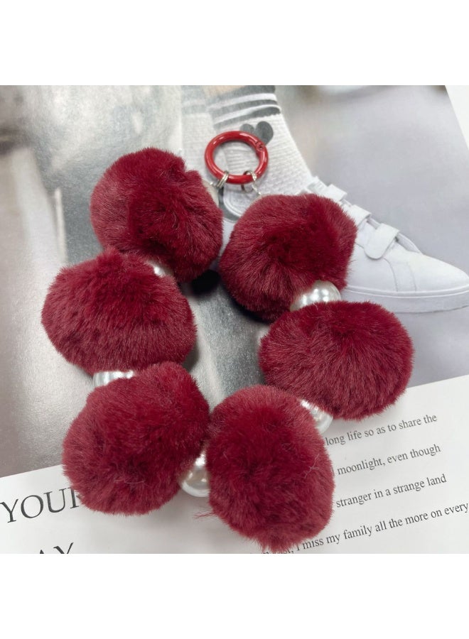 NIBEMINENT Phone Charm/ Chain Strap for Women Girls, Lazy Rabbit Furball Cell Phone Case Lanyard Wrist Strap