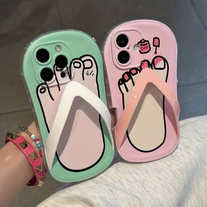 Phone Case For iPhone 14 Plus Mixed Color 1 Funny Nail Polish Footprint Flip Flop Design Premium Protective Slim Fit Lightweight Birthday Gift For Girlfriend Wife - Image 2
