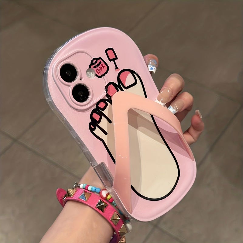 Phone Case For iPhone 14 Plus Mixed Color 1 Funny Nail Polish Footprint Flip Flop Design Premium Protective Slim Fit Lightweight Birthday Gift For Girlfriend Wife - Image 3
