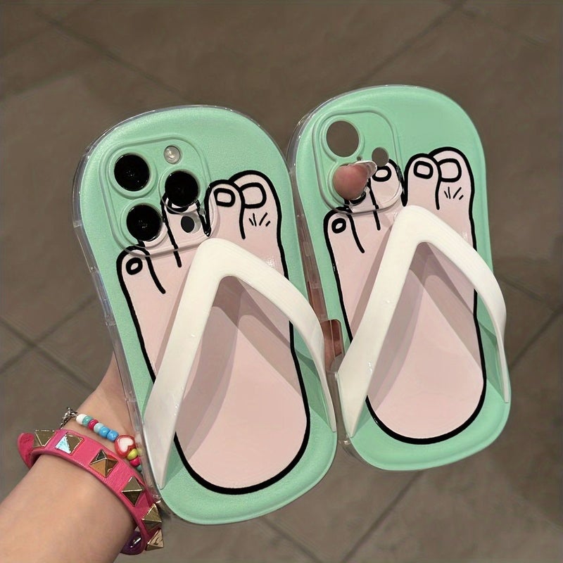 Phone Case For iPhone 14 Plus Mixed Color 1 Funny Nail Polish Footprint Flip Flop Design Premium Protective Slim Fit Lightweight Birthday Gift For Girlfriend Wife - Image 5