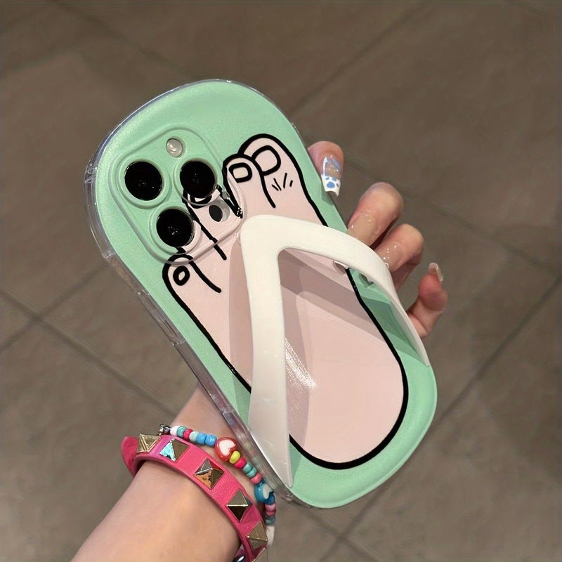Phone Case For iPhone 14 Plus Mixed Color 1 Funny Nail Polish Footprint Flip Flop Design Premium Protective Slim Fit Lightweight Birthday Gift For Girlfriend Wife - Image 4