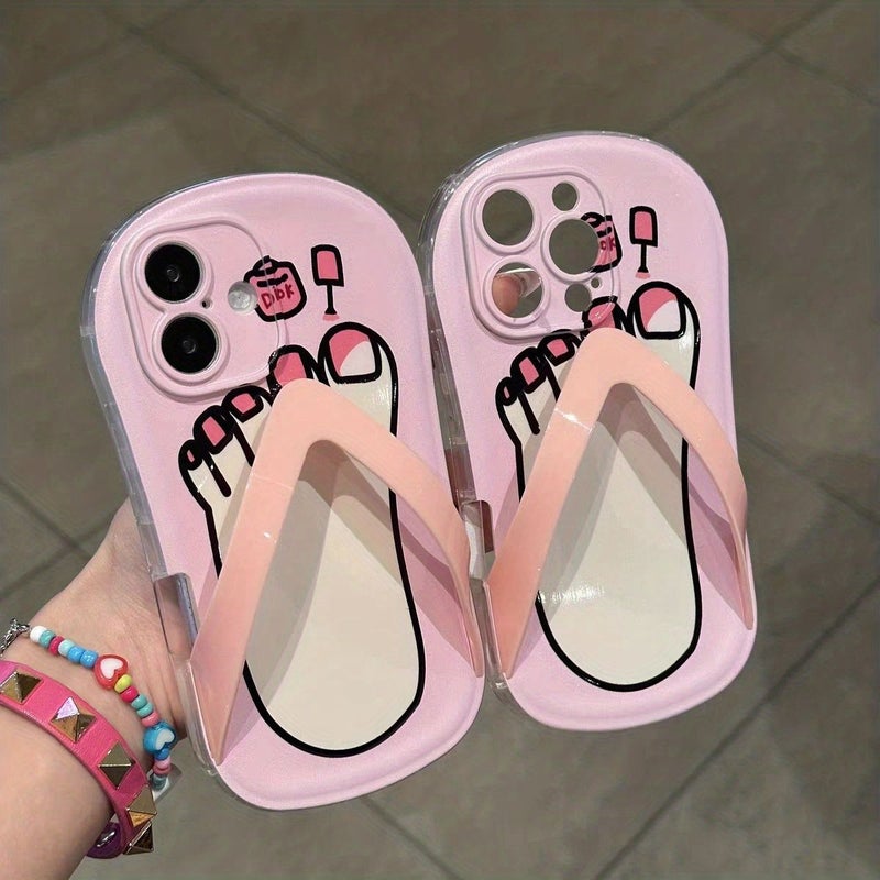 Phone Case For iPhone 14 Plus Mixed Color 1 Funny Nail Polish Footprint Flip Flop Design Premium Protective Slim Fit Lightweight Birthday Gift For Girlfriend Wife - Image 1