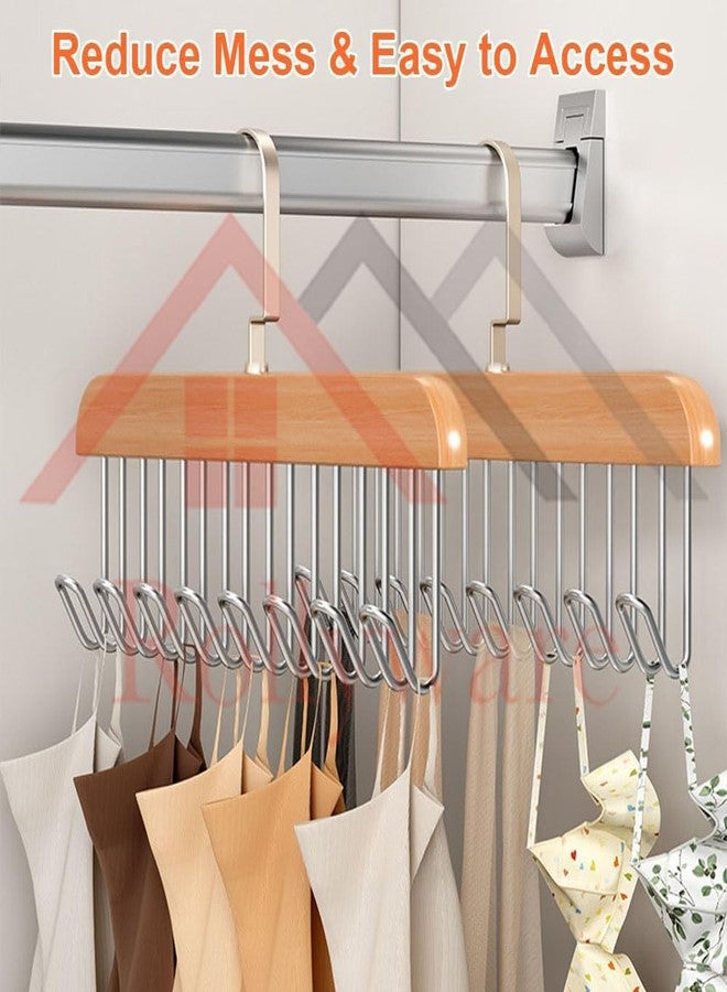 ROLLYWARE Wooden Belt Hanger for Closet with 8 Hooks, Sturdy Wooden Non-Slip Belt Holder for Wardrobe Space Saving Organizer Rotating Display Belt Rack for Bra Hat Tank Tops (Natural Wood, 1) - Image 4