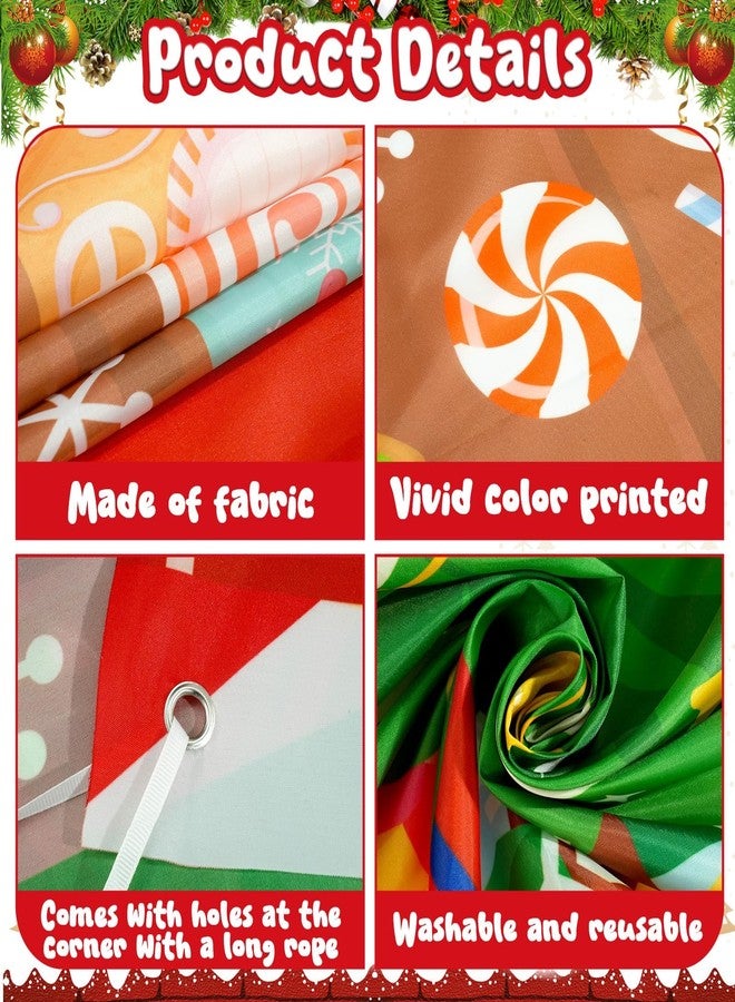 Wiooffen 3Pcs Merry Christmas Door Cover Decorations Large Candy Shop Porch Banners Xmas Candy Shop Door Porch Signs Christmas Party Hanging Backdrop for Winter Holiday Home Classroom Office Wall Decor - Image 3