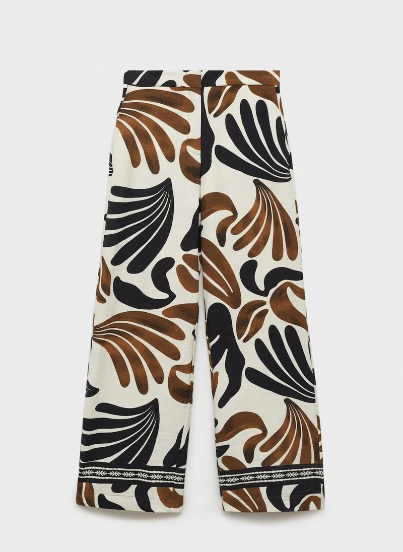 MANGO Abstract-Print Wideleg Trousers