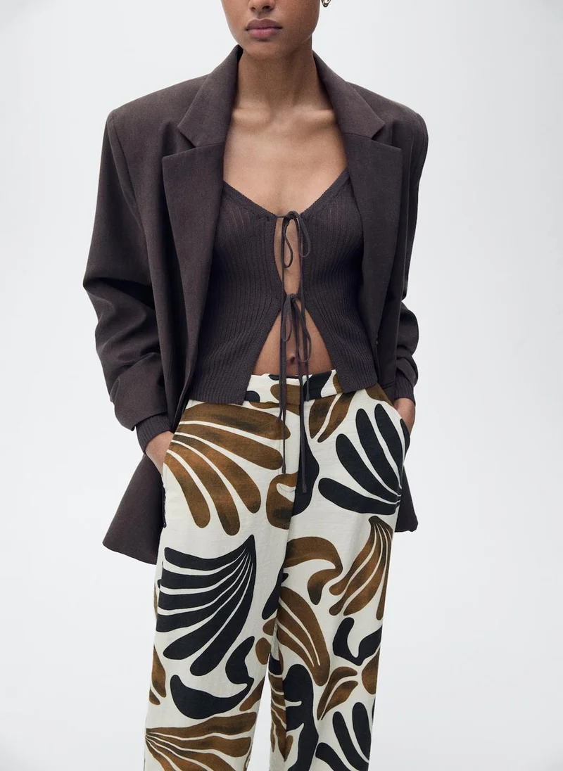 MANGO Abstract-Print Wideleg Trousers