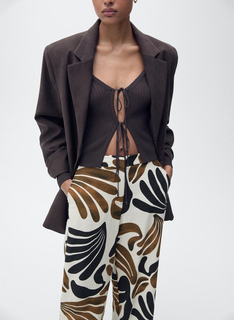 MANGO - Abstract-Print Wideleg Trousers - Image 1