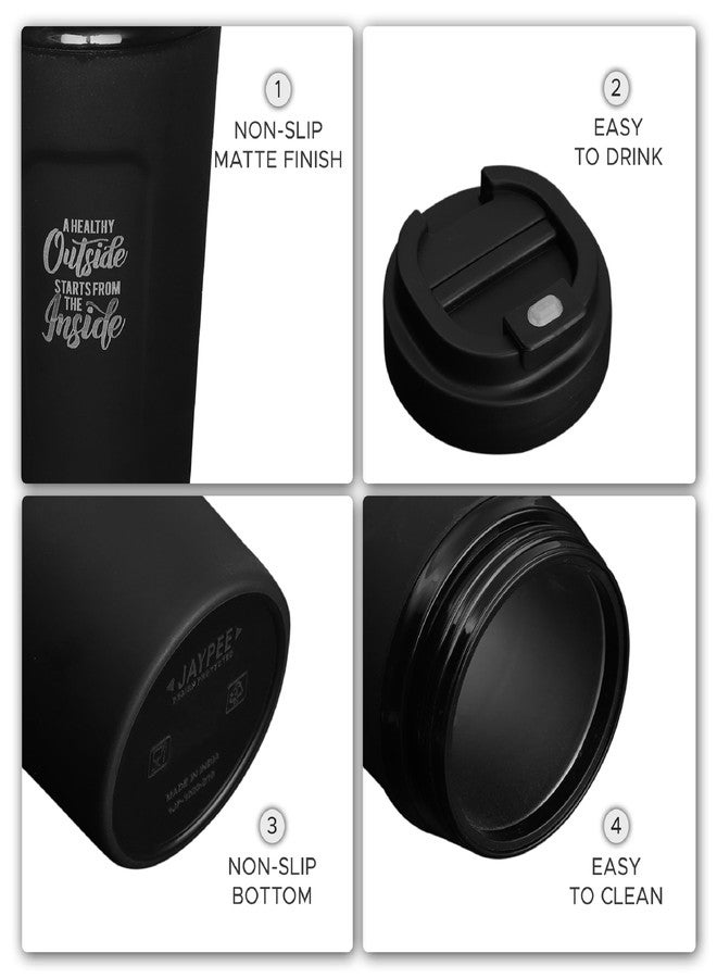 JAYPEE ZIPSIP Pu Insulated Hot & Cold Stainless Steel Coffee Mug 325 ml Travel Mug Suitable for Car, Tumbler Bottle, Tea Cup, Matte Finish Non Slip, Black - Image 3