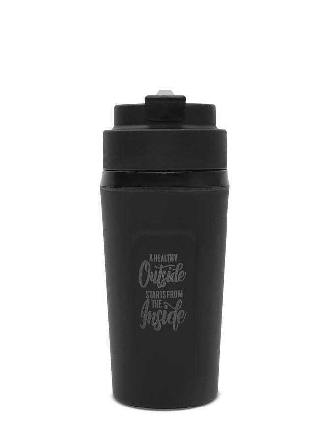 JAYPEE ZIPSIP Pu Insulated Hot & Cold Stainless Steel Coffee Mug 325 ml Travel Mug Suitable for Car, Tumbler Bottle, Tea Cup, Matte Finish Non Slip, Black - Image 1