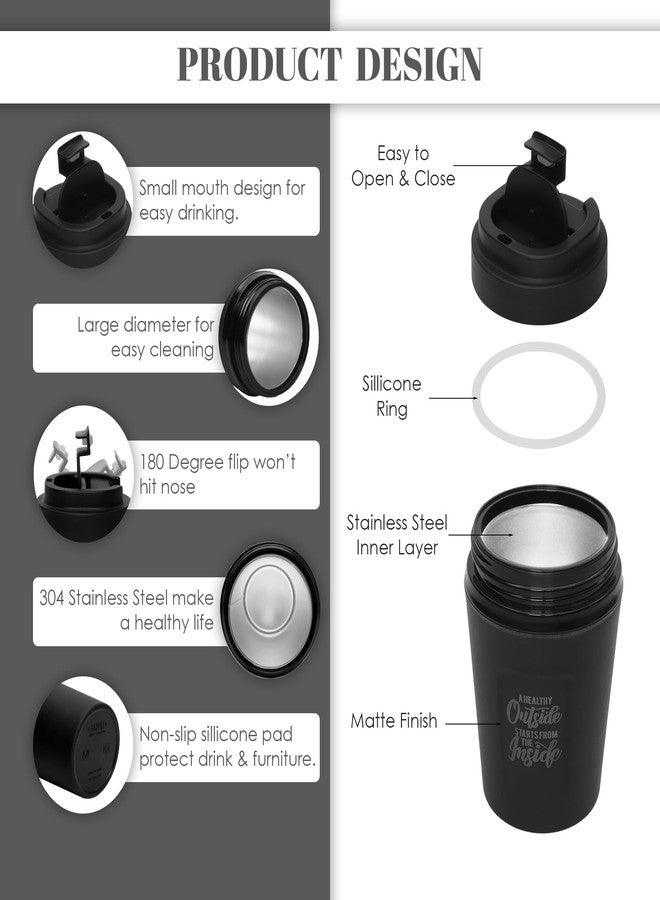 JAYPEE ZIPSIP Pu Insulated Hot & Cold Stainless Steel Coffee Mug 325 ml Travel Mug Suitable for Car, Tumbler Bottle, Tea Cup, Matte Finish Non Slip, Black - Image 5