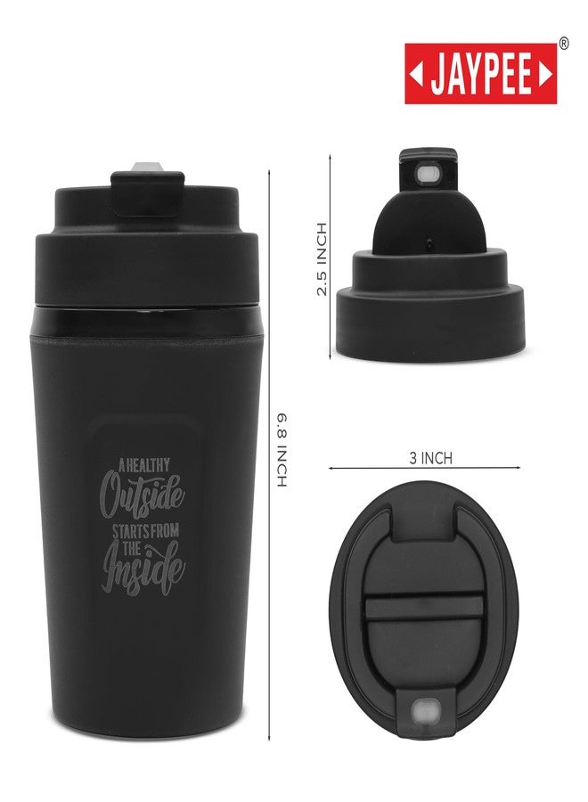 JAYPEE ZIPSIP Pu Insulated Hot & Cold Stainless Steel Coffee Mug 325 ml Travel Mug Suitable for Car, Tumbler Bottle, Tea Cup, Matte Finish Non Slip, Black - Image 2
