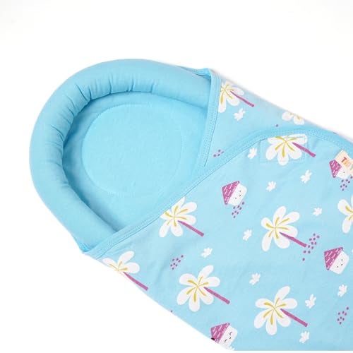TIDY SLEEP Baby Swaddle Wrappper Adjustable for Newborn || 100% Cotton Soft || Newborn Blanket for 0-3 Months (Blue Farmland) - Image 2